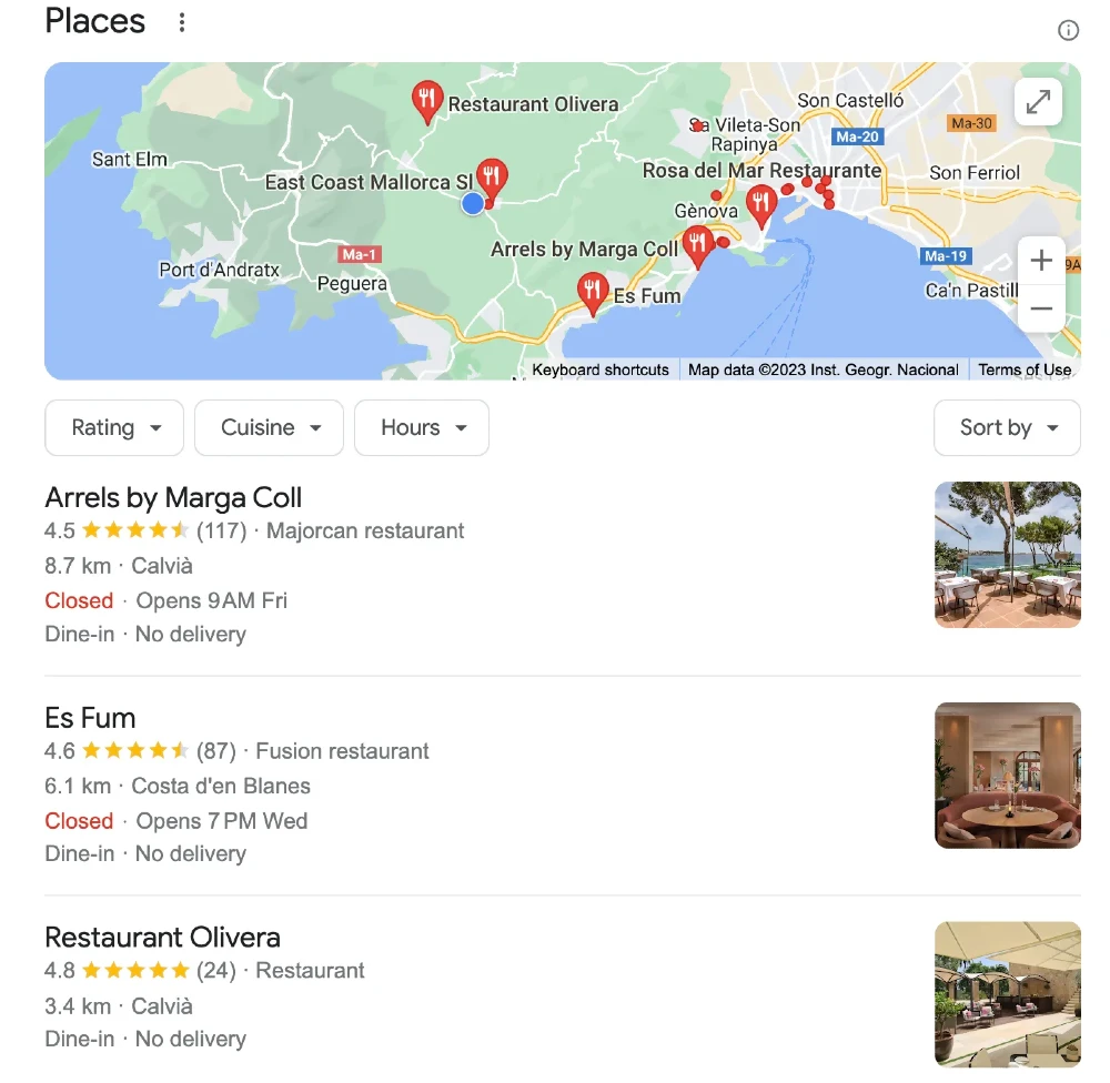 Restaurant local Map Pack SEO Mallorca blog